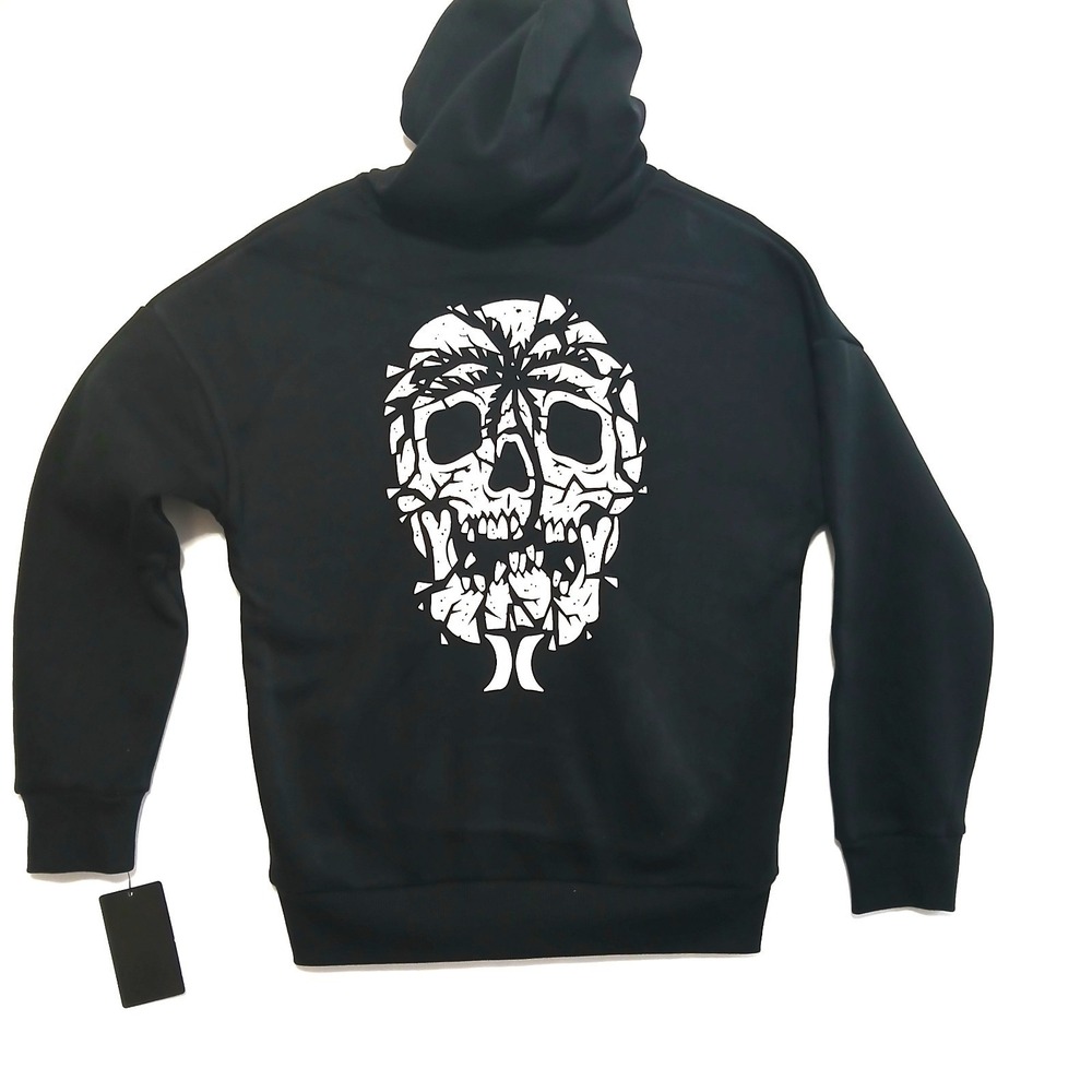 *NEW* HURLEY Sweatshirt Boy's Hoodie Pullover Size L Black F/B Graphic Designs - Picture 5 of 10